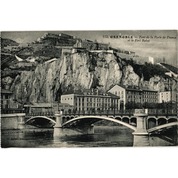 Grenoble Pont De La Porte De France Fort Rabot Vintage Postcard Black & White - Picture 1 of 2